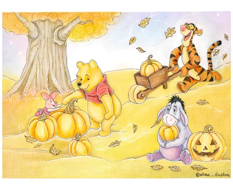 Ilustración que muestra a Winnie the Pooh y sus amigos